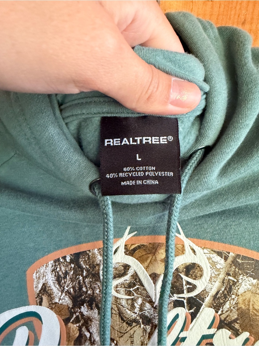 Realtree Green/Blue Hoodie with Logo - Picture 3 of 3
